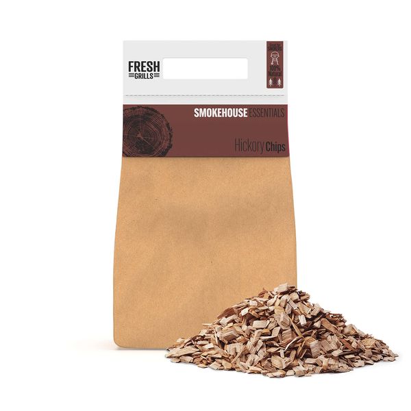 Fresh Grills Wood Chips for BBQ Grill, Wood Fired Pizza Oven, Kamado and Outdoor Smokers, High Energy Wood Chips 1.5kg to 9kg (Hickory Wood, 0.7kg (3ltr))