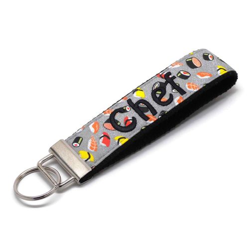 Sushi Keychain Personalized Key Fob with Your Choice of Name and Color