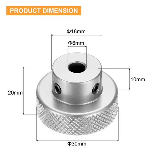 uxcell Anodization Aluminum Alloy Handwheel 6mm Bore 30mm OD Knurled Knob Turning Handle with Wrench for Milling Machine Lathe Slide Displacement Platform
