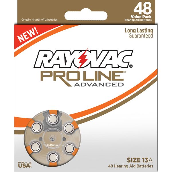 Rayovac Proline Advanced Hearing Aid Batteries Size 13A (48 Pack)