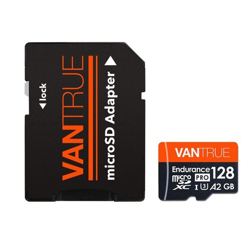 Vantrue 128GB Memory Card MicroSDXC UHS-I A2 High Speed 4K UHD Video High Speed Transfer Monitoring SD Card APC A2 with Adapter for Dash Cams, Body Cams, Action Camera, Surveillance & Security Cams