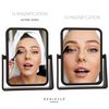 Danielle Creations 6.75-Inch Magnifying Vanity Makeup Mirror Rectangular Soft Touch Finish with 7X Magnification and 360 Swivel, Black