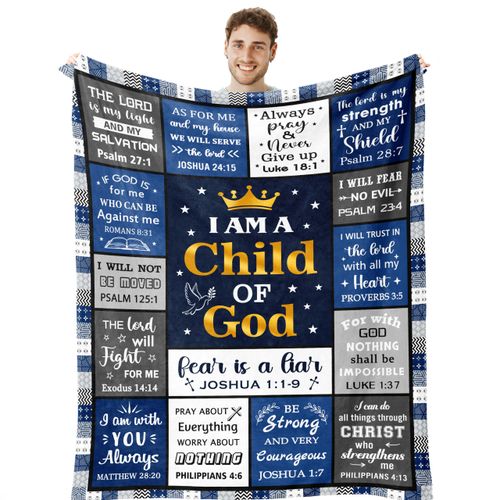 Puzopal Christian Gifts for Men, Religious Inspirational Gifts for Men Blanket 60"x50", Christian Baptism Confirmation Graduation Birthday Gift for Boys, Bible Catholic Spiritual Gift