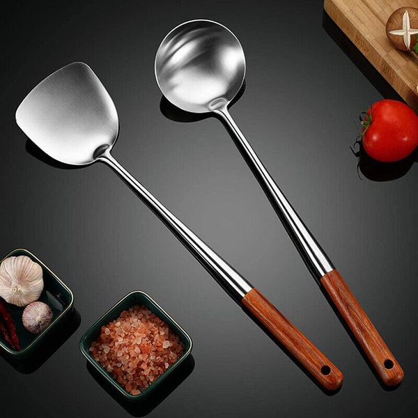 Wok Spatula and Ladle Tool Set 17 Inches Spatula for Wok Stainless Steel Wok