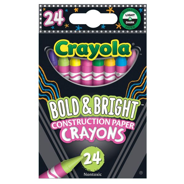 Crayola Construction Paper Crayons, School & Art Supplies, 24 Count, Assorted Co