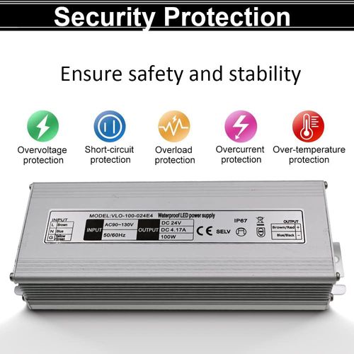 NISICO 12V LED Power Supply 100W Low Voltage Transformer Adapter,AC90-130V to DC12V 8.33A 100 Watts LED Driver Waterproof IP67 for Indoor and Outdoor LED Lights Use