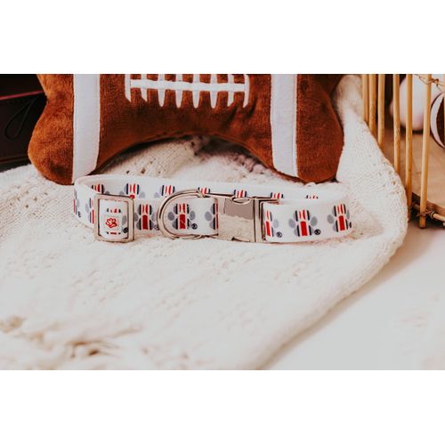 Ohio State Buckeye Helmet Paw Print Dog Collar (X-Large)