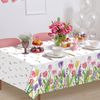 LOMYLM Summer Party Decorations Tablecloth, Floral Plastic Tablecloth Tulip Flower Butterfly Table Cloth Disposable Table Cover Cloth for Spring Summer Wedding Birthday Party Supplies, 137 * 274cm