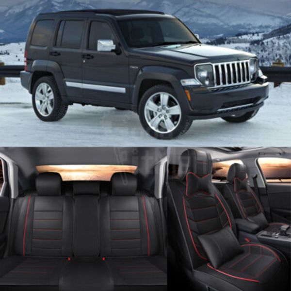 For Jeep Liberty 2007-2012 PU Leather Front & Rear 5 Seat Covers Full Set Black