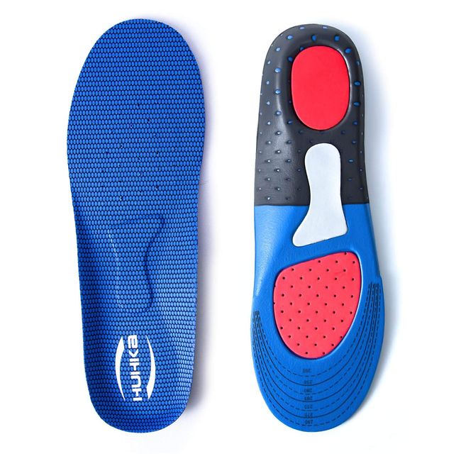 Lightweight Thin Insole, Versatile Type, Ergonomic, Shock Absorption, TPR Material, Exercise, Standing Work, Sports, Fatigue Relief Support, Large Shoe Size Adjustable, For Men and Women, Size L, 9.8 - 11.0 inches (25 - 28 cm), 1 Pair