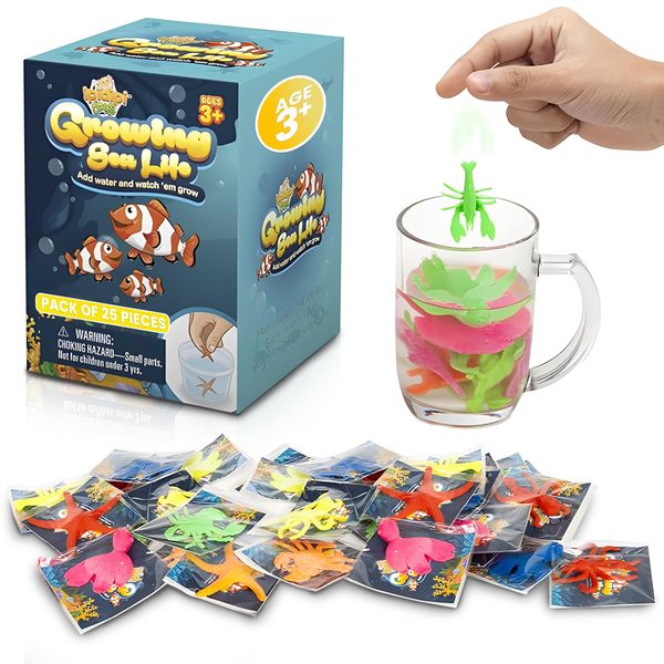 IPIDIPI TOYS Water Growing Sea Creature Toys for Kids – Ocean-Themed Party Favors, Stocking Stuffers, Classroom Prizes, Christmas Gifts, Magic Sea Animals for Boys and Girls – Pack of 25