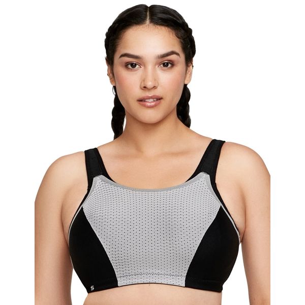 Full Figure Plus Size Custom Control Sports Bra Wirefree #1166 Black/Grey