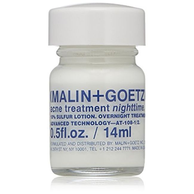 Malin + Goetz Acne Treatment Nighttime overnight spot-treatment, treats blemishes without drying skin. calms skin, fights impurities, prevents signs of scarring. all skin types, vegan, 0.5 Fl Oz