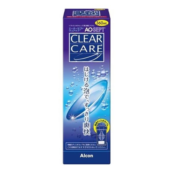 Alcon AOSept Clear Care 360ml for soft contact lenses, non-prescription drug, comes with a special disposable cup, cleaning and disinfecting solution (4933370323218) *Packaging may change