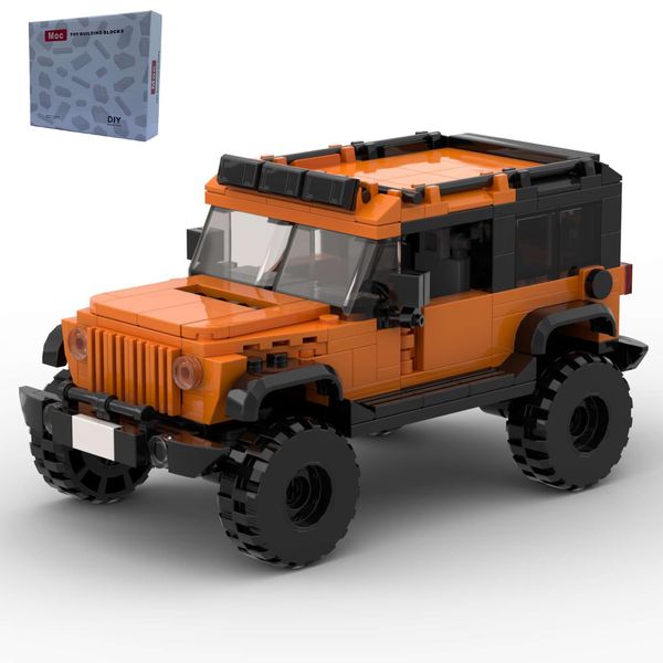 Pakmotii Orange SUV Sports Car Toy Building Set,Off-Road car Building Bricks MOC Building Blocks,DIY Vehicles for Kids and Adults(405PCS)