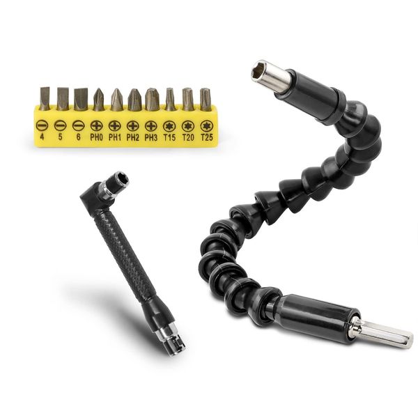 90 Degree Right Angle Driver 11.6 Inch Bendable & Flexible Screwdriver Extension