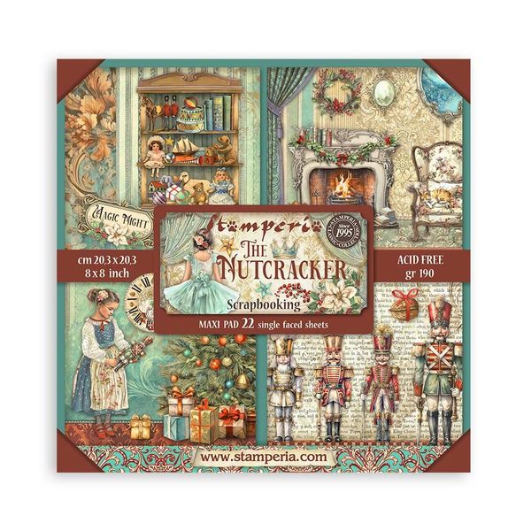 Stamperia - Scrapbook Paper Pad for Scrapbooking, Albums, Card Making, Bullet Journalling and More, Acid Free, Single Face, Perfect for Hobbies, Crafts, and Gifting (The Nutcracker) (20.3 x 20.3cm)