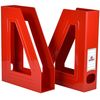 Acrimet Magazine File Holder, Durable Rack, Space-Saving Organizer (Plastic) (Solid Red Color) (2 pack)