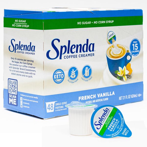 SPLENDA Single Serve Coffee Creamer Cups, Sugar Free French Vanilla, 48 Count