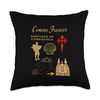 Camino Frances Santiago de Compostela Pilgrim with Map Throw Pillow