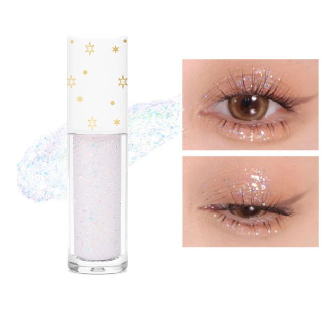 Geeneiya Liquid Glitter Eyeshadow Korean Makeup Under Eye Shadow Bling,Pigmented, Long Lasting, Quick Drying, Loose Glitter Glue for Crystals EyeMakeup (Colorful Galaxy 01)