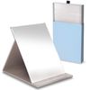 ICHIFUJI Standing Mirror, Tabletop Mirror, Stand Mirror, Makeup Mirror, Freely Adjustable Angle, Foldable, (M, Pink White)