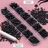Belleboost Flat Back Pearls Kits 1 Box of Flatback Black Half Round Pearls with Pickup Pencil and Tweezer for Home DIY and Professional Nail Art, Face Makeup and Craft