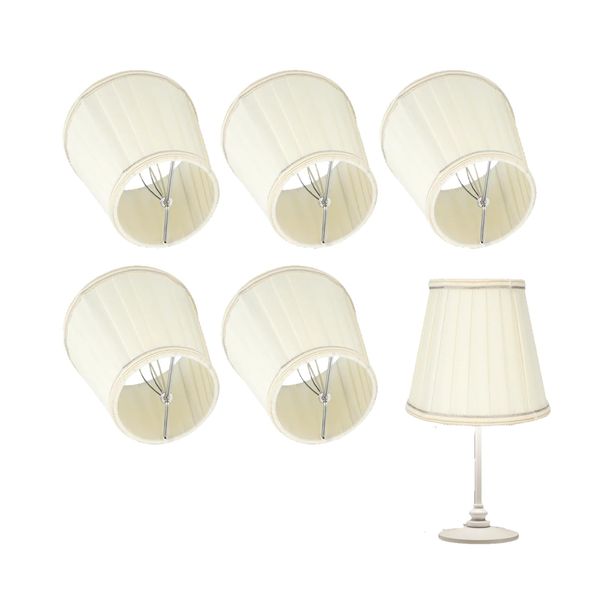 HERCHR Set of 6 LampShades for Candle,Clip on Lamp Shades Light Shades Clip LampShades for Candle Chandelier Candle Lampshades,Beige Lamp Shades Ceiling Light Fabric Lamp Shade,3.5x5.1x5.5inch