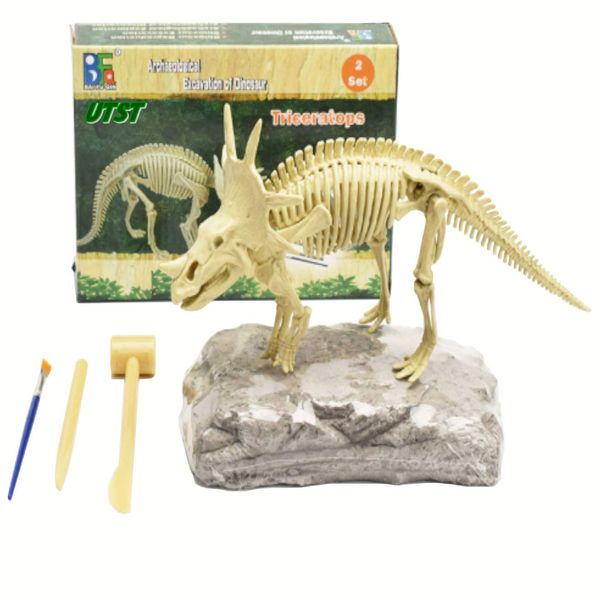 UTST Dinosaur Syracosaurus Horndragon, Herbivorous Dinosaur, Fossil Excavation Set (Stylacosaurus)