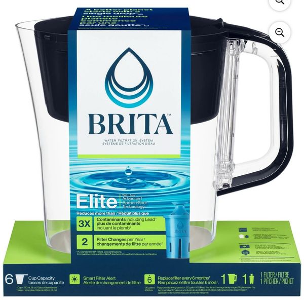 2-Pack Brita Soho 6-Cup Black Water Filter Pitcher Filter Reduces Lead