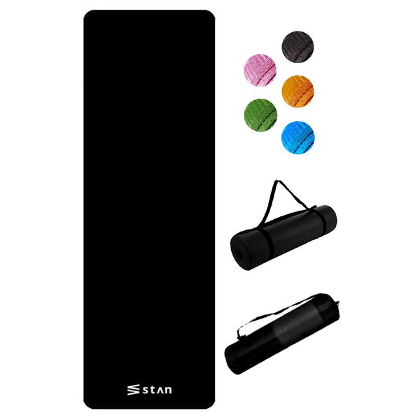 stan Yoga Mat 10mm Stretch Mat Training Mat Pilates Mat (Black)