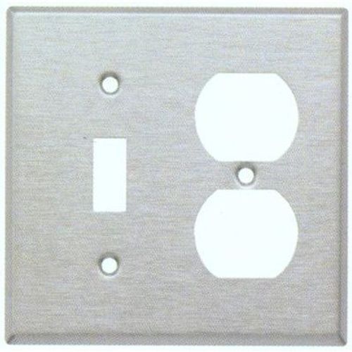 Morris 83420 Wall Plate, 2 Gang, 1 Duplex, 1 Toggle, 430 Stainless Steel