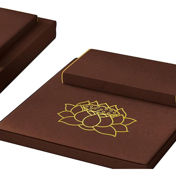 Yobuisg 2pcs Meditation Mat Bundle Yoga Mat Breathable Sitting Pillow Meditation Cushion Folding Floor Pillow for Yoga Dining Chair Balcony Sofa