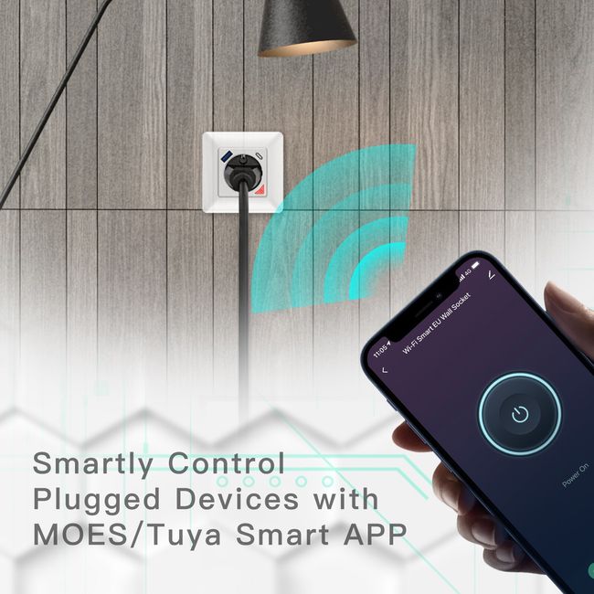 MoesHouse WiFi Smart Light Wall Switch Socket Outlet Push Button DE EU  Smart Life Tuya Wireless Remote Control Work with Alexa Google Home