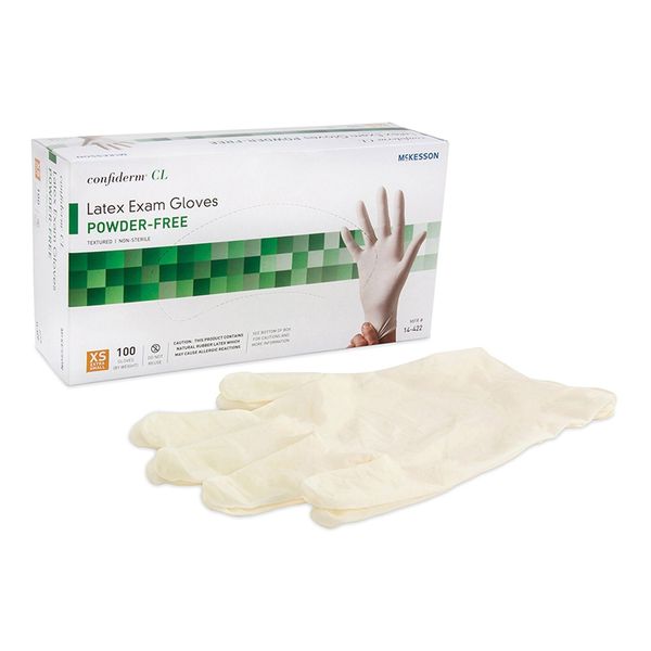 McKesson Confiderm CL Latex Exam Glove Standard Cuff Length X-SMALL 100 per Box