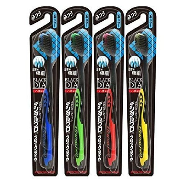 デンタルプロ Black Diamond Toothbrush, Ultra Fine Bristle, Regular, Set of 6, No Color Selectable