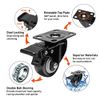 Moogiitools 2 inch Caster Wheels Set of 4（Pcs）, Lockable Bearing Plate Caster Wheels with Brakes, 360-degree Swivel Casters