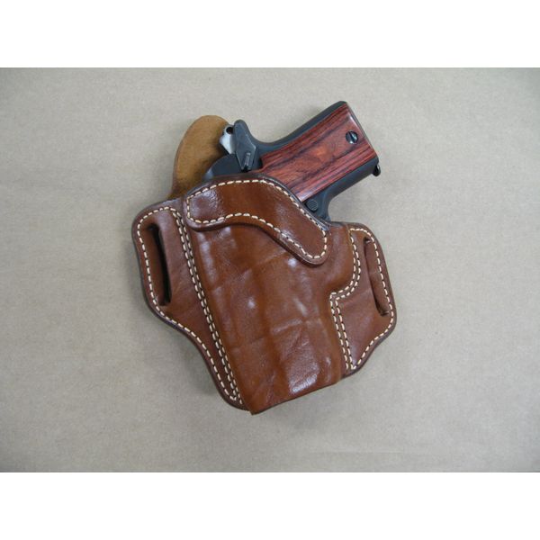 Azula OWB Leather 2 Slot Molded Pancake Belt Holster for Kimber Micro 9 9mm CCW TAN Left Hand