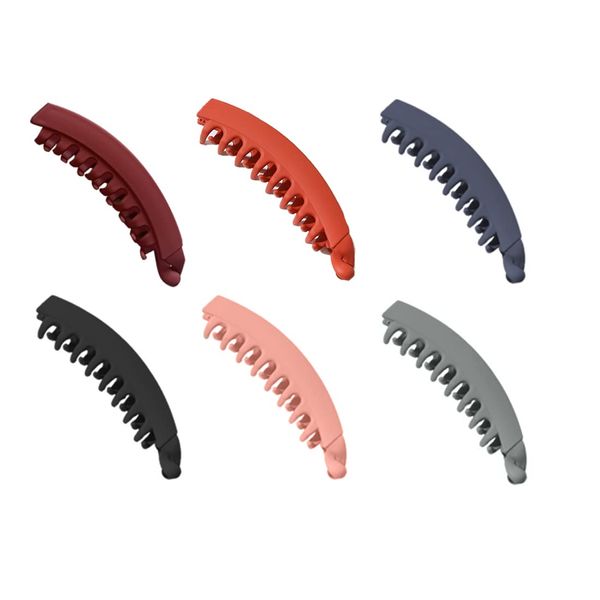 Tadipri 6 stück große Bananenclips Bunte Bananen-Haarspangen für dickes Haar, rutschfeste Pferdeschwanz-Clips für Frauen und Mädchen/Blau, Schwarz, Weinrot, Orange, Pink, Grau