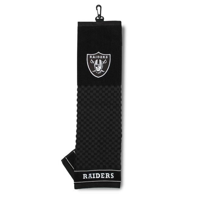 Team Golf NFL Las Vegas Raiders Embroidered Golf Towel, Checkered Scrubber Design, Embroidered Logo