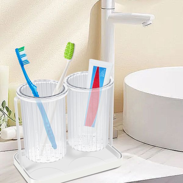 Toothbrush Holder Drainage Utensil Holder 2 Slots Detachable Tooth Brush paMVU