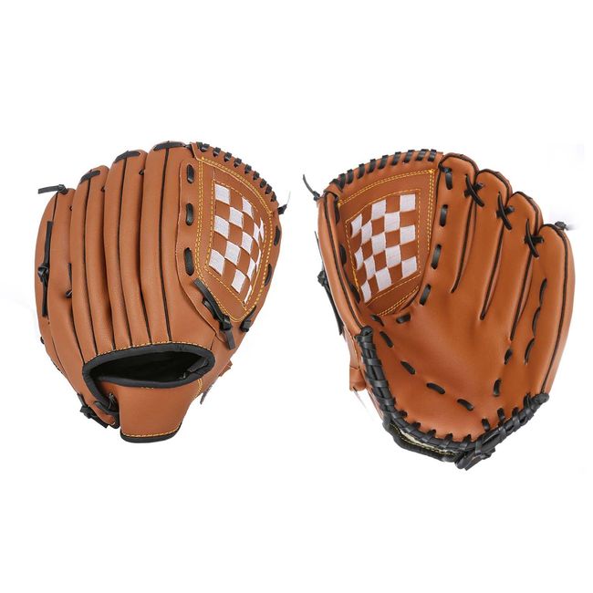 Tumosando Baseball Gloves Soft Catch Parent and Child Set 10.5+11.5 Inch Brown Fuamily Sports Shock Absorbing Pads for Beginners Set