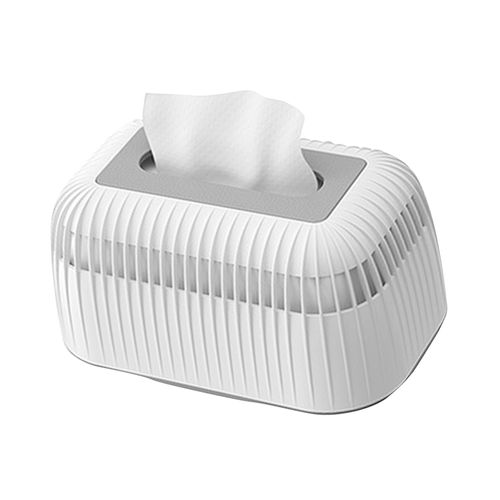 NOENNULL Tissue Box Holder, Plastic Tissue Box Cover with Storage Large Capacity Rectangle Napkin Box Cover Desktop Storage Box,Tissue Holder Dispenser for Bathroom Kitchen Home (White)