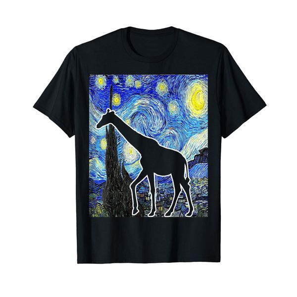 Giraffe Starry Night Giraffe Lover Van Gogh Giraffe T-Shirt