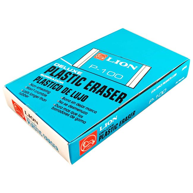 LION Translucent White Plastic Erasers, 24 EA/Box, 1 Box (P-100)