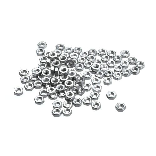 sourcing map Hex Nuts, M2.5x0.45mm Metric Coarse Thread Hexagon Nut, Carbon Steel, Pack of 100 (Silver Tone)
