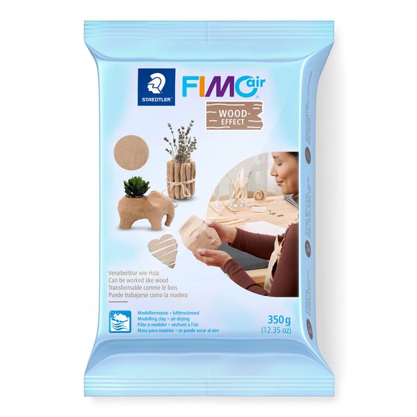 STAEDTLER Air-Drying Modelling Clay FIMO air Wood Effect, Wood-Like, no Burning Process, 350 g, Does not Stick, at Least 95% Natural raw Materials, 8150-W7