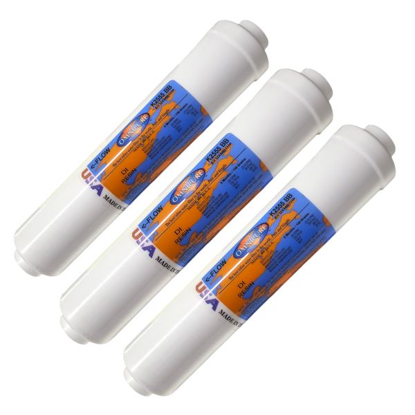 Omnipure K2555-BB Deionizing Mixed Bed Filter with 1/4-Inch FPT  3PACK