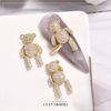 2 Pcs 3D Chisel Alloy Pyroxene Rhinestone Metal Nail Art Accessories Cute DIY Combination Silver Gold
