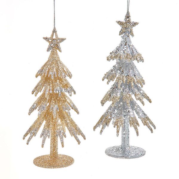 Kurt Adler 6.5" Platinum Christmas Tree Ornaments,